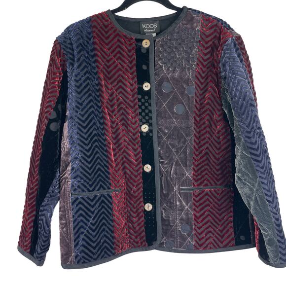 Koos Of Course Velvet Burnout QVC Quilted Jacket Silk Blend Women's Size Small - Picture 1 of 15